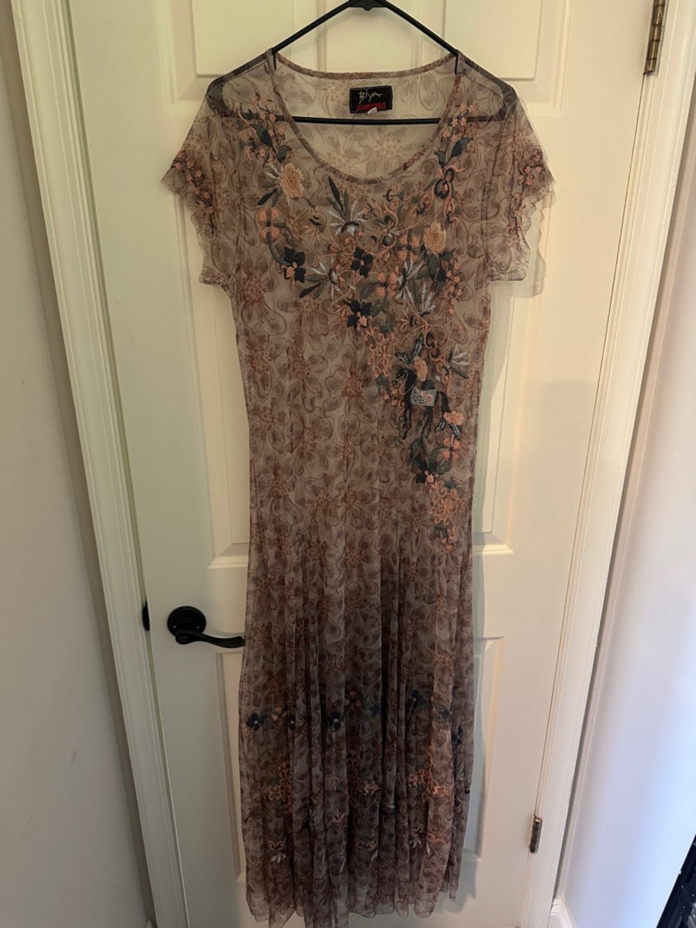 Gorgeous Embroidered sheer Johnny Was  Dress